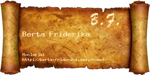 Berta Friderika névjegykártya